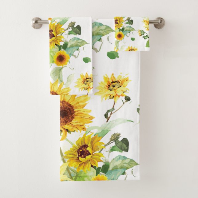 Aquarell-Sonnenblume Badhandtuch Set (Insitu)