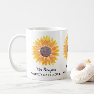 Aquarell-Sonnenblume Bester Lehrer der Welt Kaffeetasse