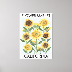 Aquarell-Sonnenblume-Blume-Blumen  Leinwanddruck