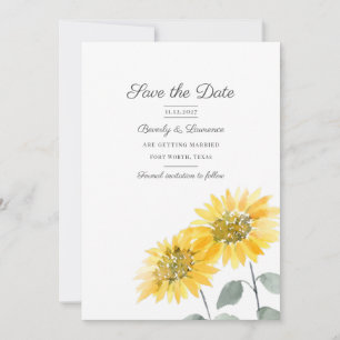 Aquarell-Sonnenblume-Blumen-Botanical Save The Dat Date