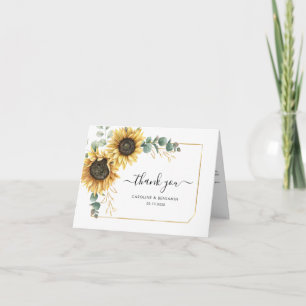 Aquarell-Sonnenblume-Eukalyptus-Foto-Hochzeit Dankeskarte