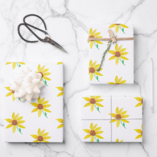 Aquarell-Sonnenblume Handgemaltes Schönes Muster Geschenkpapier Set