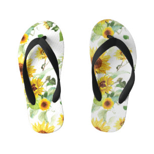 Aquarell-Sonnenblume Kinderbadesandalen