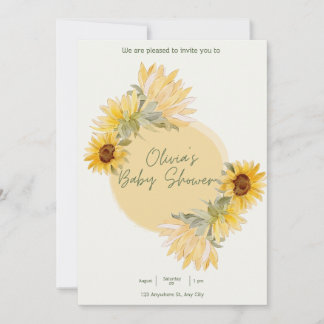 Aquarell Sonnenblume Kinderdusche Einladung