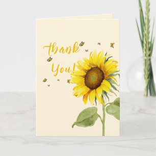 Aquarell Sonnenblume mit Schmetterlinge Babydusche Dankeskarte