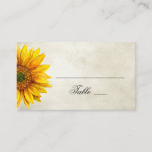 Aquarell-Sonnenblume. Rustikale Hochzeit. Land Platzkarte