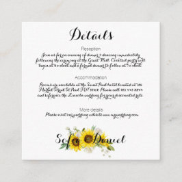 Aquarell-Sonnenblume weiße Rose Hochzeit Begleitkarte