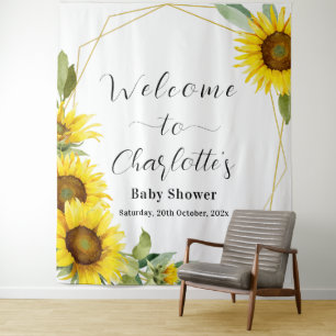 Aquarell-Sonnenblumen-Baby-Shower Wandteppich