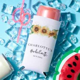 Aquarell Sonnenblumen Bachelorette Selters Dosenkühler
