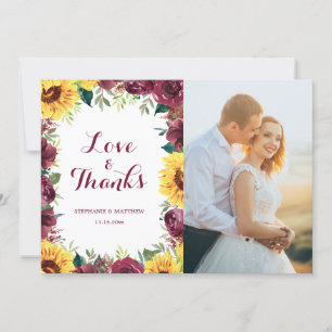 Aquarell Sonnenblumen Blumenstrauß Hochzeitsslima Dankeskarte