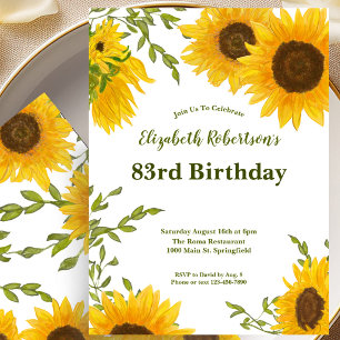 Aquarell-Sonnenblumen-Einladung zum 83. Geburtstag Einladung