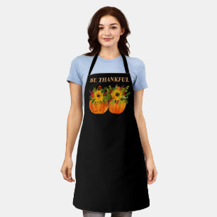 Aquarell-Sonnenblumen-Erntedank-Kürbisse-Herbst Schürze