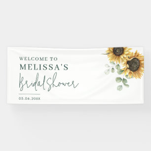 Aquarell-Sonnenblumen-Eukalyptus-Brautparty Banner