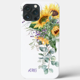 Aquarell-Sonnenblumen Eukalyptus Lavendel Floral C Case-Mate iPhone Hülle