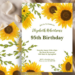 Aquarell-Sonnenblumen Frauen 95. Geburtstag  Einladung