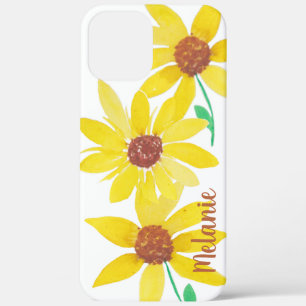 Aquarell-Sonnenblumen Gelb Floral Monogramm Case-Mate iPhone Hülle