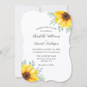 Aquarell-Sonnenblumen-Grün-Hochzeit Einladung