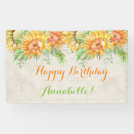 Aquarell Sonnenblumen Hellorange Gelb Grün Banner