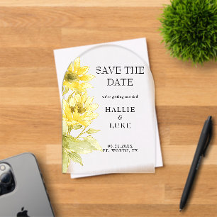 Aquarell-Sonnenblumen-Hochzeit-Save-the-Date-Bogen Acryleinladungen