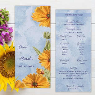 Aquarell-Sonnenblumen-Hochzeitszeremonie-Programm Einladung