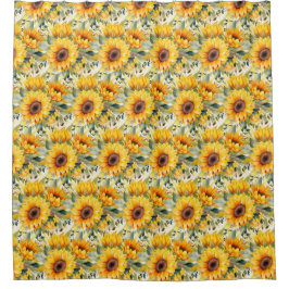 Aquarell-Sonnenblumen im Stil von Van Gogh Duschvorhang