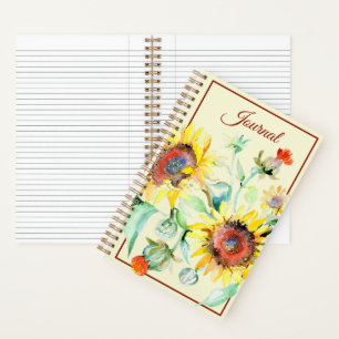 Aquarell-Sonnenblumen-Journal Notizbuch