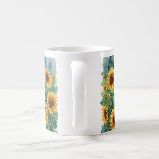 Aquarell-Sonnenblumen-Kaffee / Teetasse (Henkel)