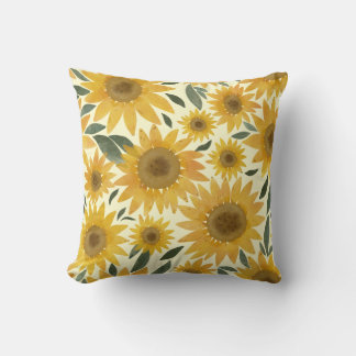 Aquarell-Sonnenblumen Kissen