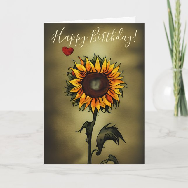 Aquarell Sonnenblumen Liebe Blume Geburtstag Karte (Vorderseite)