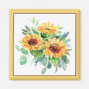 Aquarell-Sonnenblumen Magnet