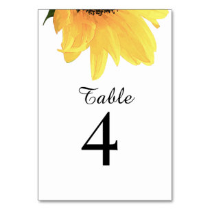Aquarell-Sonnenblumen Minimalistische Elegante Hoc Tischnummer