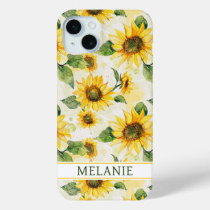 Aquarell-Sonnenblumen monogrammiert Case-Mate iPhone Hülle