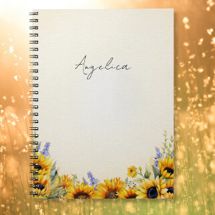 Aquarell-Sonnenblumen-Notizbuch Notizblock