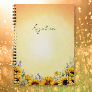 Aquarell-Sonnenblumen-Notizbuch Notizblock