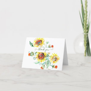 Aquarell-Sonnenblumen personalisiert Danke ca