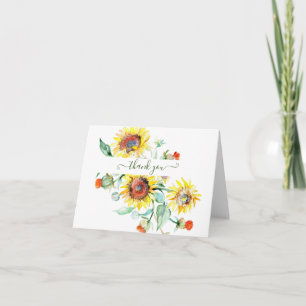 Aquarell-Sonnenblumen personalisiert Danke  Karte