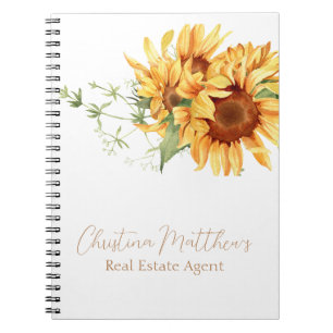 Aquarell-Sonnenblumen personalisierter Name Notizblock