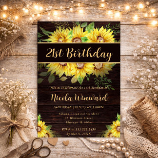 Aquarell Sonnenblumen Rahmen Geburtstag Einladung