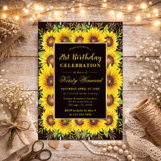 Aquarell Sonnenblumen Rahmen Geburtstag Einladung