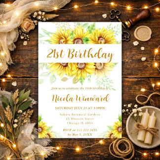 Aquarell Sonnenblumen Rahmen Geburtstag Einladung