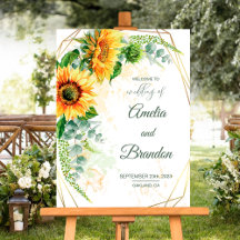 Aquarell Sonnenblumen Rustikale Hochzeit Begrüßung
