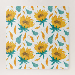 Aquarell-Sonnenblumen: Sommer Botanischer Druck