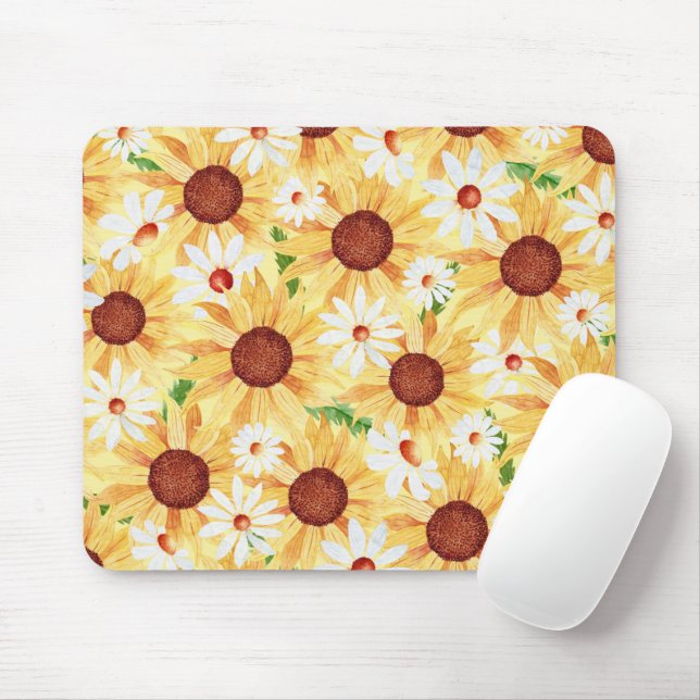 Aquarell Sonnenblumen und Daisy Mousepad (Mit Mouse)