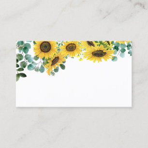Aquarell-Sonnenblumen und Eukalyptus-Girlande Platzkarte