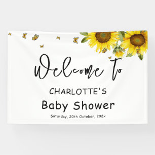 Aquarell-Sonnenblumen und Schmetterlinge Baby Show Banner