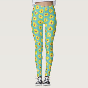 Aquarell-Sonnenblumenknospen Lebendig Handgemalt   Leggings