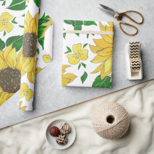 Aquarell-Sonnenblumenmuster Geschenkpapier