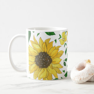 Aquarell-Sonnenblumenmuster Kaffeetasse