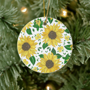 Aquarell-Sonnenblumenmuster Keramik Ornament