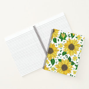 Aquarell-Sonnenblumenmuster Notizbuch